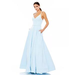 NWT IEENA FOR MAC DUGGAL Blue A-Line maxi formal ball gown dress size 4